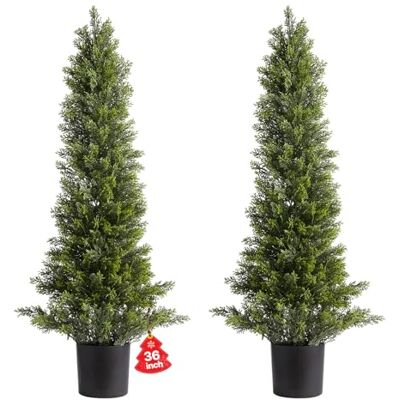 VEVOR Topiario Artificial de Cedro 250 x 914 mm 2 Piezas, Planta de Pino Artificial Hoja de Polietileno, Maceta de Árbol Verde Falso para Decorar Porches, Patios, Jardines, Balcones, Oficinas VEVOR Topiario Artificial de Cedro 250 x 914 mm 2 Piezas, Planta de Pino Artificial Hoja de Polietileno, Maceta de Árbol Verde Falso para Decorar Porches, Patios, Jardines, Balcones, Oficinas