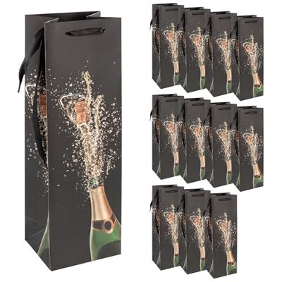 Idena 90413 Bolsas para Botellas de champán, 12 Unidades en Negro, Bolsas de Regalo de 39 x 12 x 10 cm, Bolsas de Regalo para cumpleaños Idena 90413 Bolsas para Botellas de champán, 12 Unidades en Negro, Bolsas de Regalo de 39 x 12 x 10 cm, Bolsas de Regalo para cumpleaños