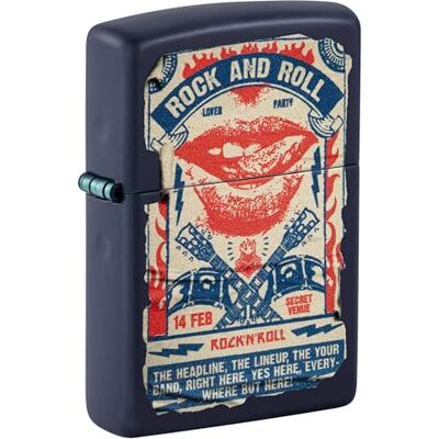 Zippo Encendedor a Prueba de Viento Rock & Roll Poster Acabado Azul Marino Mate, Color Image Recargable Reutilizable Diseño a Prueba de Viento Caja de Regalo Hecho en EEUU Zippo Encendedor a Prueba de Viento Rock & Roll Poster Acabado Azul Marino Mate, Color Image Recargable Reutilizable Diseño a Prueba de Viento Caja de Regalo Hecho en EEUU
