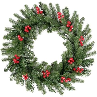 Uten Corona Navidad Grande, 50 cm, con 12 Frutos Rojos, Material de PVC y PE, Decoraciones Navideñas Puertas, Chimeneas, Ventanas Uten Corona Navidad Grande, 50 cm, con 12 Frutos Rojos, Material de PVC y PE, Decoraciones Navideñas Puertas, Chimeneas, Ventanas