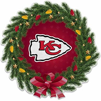 Rico Industries NFL Kansas City Chiefs Banderín decorativo con forma de corona de Navidad Decoración para el hogar y la sala de estar Fieltro suave EZ para colgar Rico Industries NFL Kansas City Chiefs Banderín decorativo con forma de corona de Navidad Decoración para el hogar y la sala de estar Fieltro suave EZ para colgar