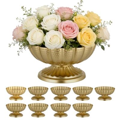 VEVOR Jarrones Decorativos, Paquete de 10 Piezas, Centro de Mesa para Boda, Altura de 10 cm, Pequeños Floreros de Metal Dorados, Decoración para Banquete Ceremonia Fiesta Recepción Exhibición Hogar VEVOR Jarrones Decorativos, Paquete de 10 Piezas, Centro de Mesa para Boda, Altura de 10 cm, Pequeños Floreros de Metal Dorados, Decoración para Banquete Ceremonia Fiesta Recepción Exhibición Hogar