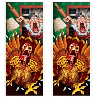 Beistle Juego de 2 fundas para puerta de Acción de Gracias, diseño de pavo salvaje, para interiores y exteriores, decoración de cosecha para fiestas de otoño, plástico, multicolor Beistle Juego de 2 fundas para puerta de Acción de Gracias, diseño de pavo salvaje, para interiores y exteriores, decoración de cosecha para fiestas de otoño, plástico, multicolor