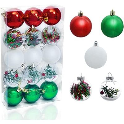 Uten Bolas de Navidad Transparentes,Bola Mate y Transparente con Contenido Decorativo 6 cm, decoración navideña (15 Unidades) Decoración navideña Uten Bolas de Navidad Transparentes,Bola Mate y Transparente con Contenido Decorativo 6 cm, decoración navideña (15 Unidades) Decoración navideña