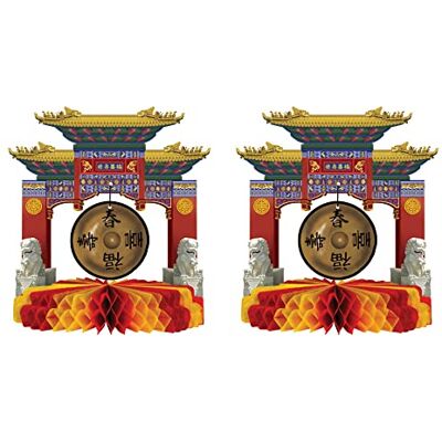 Beistle A Creation 2 Piezas de Centro Año Nuevo Chino Gongs asiáticos de Papel Impreso, Decoraciones de Mesa de Tejido Zen para Fiestas, Multicolor Beistle A Creation 2 Piezas de Centro Año Nuevo Chino Gongs asiáticos de Papel Impreso, Decoraciones de Mesa de Tejido Zen para Fiestas, Multicolor