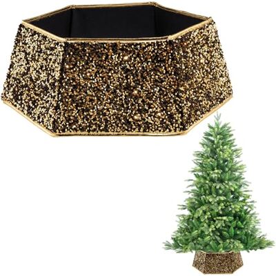 SHATCHI Falda Plegable para árbol de Navidad de 26.8 Pulgadas, con Lentejuelas, Soporte para la Base del árbol, para decoración de árbol SHATCHI Falda Plegable para árbol de Navidad de 26.8 Pulgadas, con Lentejuelas, Soporte para la Base del árbol, para decoración de árbol