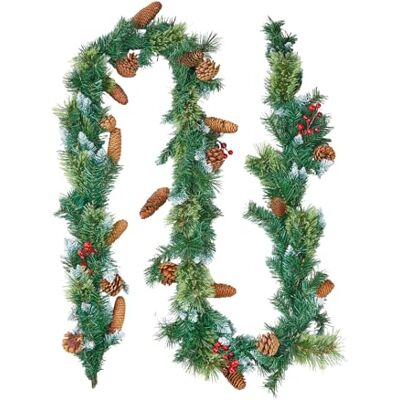 VEVOR Guirnalda Navideña Largo de 275 cm Guirnalda Artificial con Cadena de Luces Decoración para Navidad con Bayas Rojas, Piñas y Agujas de Pino, Corona para Escalera, Repisa, Chimenea, Puerta VEVOR Guirnalda Navideña Largo de 275 cm Guirnalda Artificial con Cadena de Luces Decoración para Navidad con Bayas Rojas, Piñas y Agujas de Pino, Corona para Escalera, Repisa, Chimenea, Puerta