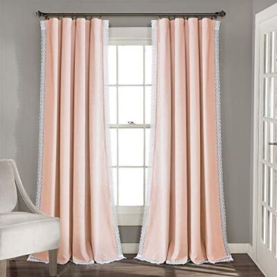 Lush Decor Rosalie Cortinas de Ventana de Estilo rústico para salón, Comedor, Dormitorio (par) de 241 x 137 cm, Rubor, 241 x 137 cm Lush Decor Rosalie Cortinas de Ventana de Estilo rústico para salón, Comedor, Dormitorio (par) de 241 x 137 cm, Rubor, 241 x 137 cm