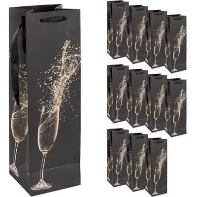 Idena 90412 Bolsas para Botellas de champán, 12 Unidades en Negro, Bolsas de Regalo de 39 x 12 x 10 cm, Bolsas de Regalo para cumpleaños Idena 90412 Bolsas para Botellas de champán, 12 Unidades en Negro, Bolsas de Regalo de 39 x 12 x 10 cm, Bolsas de Regalo para cumpleaños