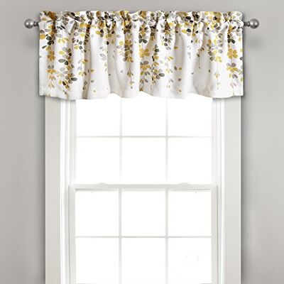 Lush Decor Cenefa filtrante de luz de flores lloronas, 52 pulgadas de ancho x 18 pulgadas de largo + cabecera de 2 pulgadas, amarillo y gris, cortinas florales, cenefas de baño y cocina, decoración de Lush Decor Cenefa filtrante de luz de flores lloronas, 52 pulgadas de ancho x 18 pulgadas de largo + cabecera de 2 pulgadas, amarillo y gris, cortinas florales, cenefas de baño y cocina, decoración de