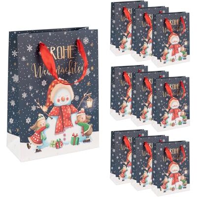 Idena 90404 Bolsas para Regalos con diseño de muñeco de Nieve, 10 Unidades en Azul, Bolsas de Papel con Unas Dimensiones de 34,5 x 25 x 8,5 cm, Bolsas Idena 90404 Bolsas para Regalos con diseño de muñeco de Nieve, 10 Unidades en Azul, Bolsas de Papel con Unas Dimensiones de 34,5 x 25 x 8,5 cm, Bolsas