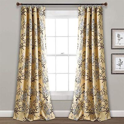 Lush Decor Cortinas de jardín botánico con Estampado Floral de pájaros, filtran la luz, Juego de Cortinas para Sala, Comedor, Dormitorio (par), Amarillo, 132 cm de Ancho x 213,4 cm de Largo Lush Decor Cortinas de jardín botánico con Estampado Floral de pájaros, filtran la luz, Juego de Cortinas para Sala, Comedor, Dormitorio (par), Amarillo, 132 cm de Ancho x 213,4 cm de Largo