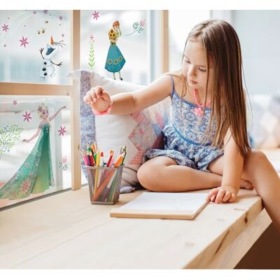 Komar Disney Pegatinas para ventana, diseño de flores congeladas, tamaño 30 x 30 cm, 2 hojas para habitación de los niños, habitación de bebé, ventana, imagen para ventana Komar Disney Pegatinas para ventana, diseño de flores congeladas, tamaño 30 x 30 cm, 2 hojas para habitación de los niños, habitación de bebé, ventana, imagen para ventana