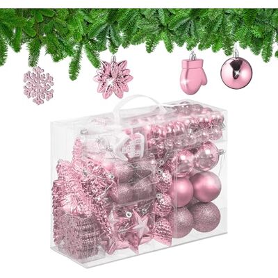 Relaxdays - Juego de 100 Bolas Navideñas Rosas - Decoraciones Relaxdays - Juego de 100 Bolas Navideñas Rosas - Decoraciones