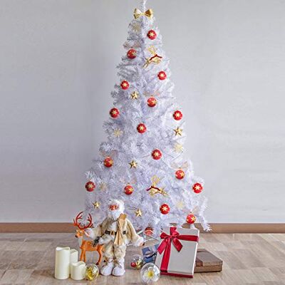 Uten Árbol de Navidad Blanco 150cm, 450Ramas, Fácil de Montar, con Soporte de Metal para Árbol, Árbol de Decoración Navideña para Interiores y Exteriores Uten Árbol de Navidad Blanco 150cm, 450Ramas, Fácil de Montar, con Soporte de Metal para Árbol, Árbol de Decoración Navideña para Interiores y Exteriores