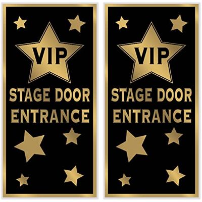 Beistle 2 fundas de plástico para puerta de entrada de escenario VIP para interiores y exteriores, decoraciones de fiesta nocturna, 60 x 30 pulgadas, negro/dorado Beistle 2 fundas de plástico para puerta de entrada de escenario VIP para interiores y exteriores, decoraciones de fiesta nocturna, 60 x 30 pulgadas, negro/dorado