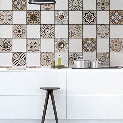 CREARREDA Adhesivos para baldosas azulejos Diseño oriental, 24 Piezas 10_x_10 cm, Vinilo Autoadhesivo Impermeable Decoración Baños y Cocinas, Made in Italy CREARREDA Adhesivos para baldosas azulejos Diseño oriental, 24 Piezas 10_x_10 cm, Vinilo Autoadhesivo Impermeable Decoración Baños y Cocinas, Made in Italy