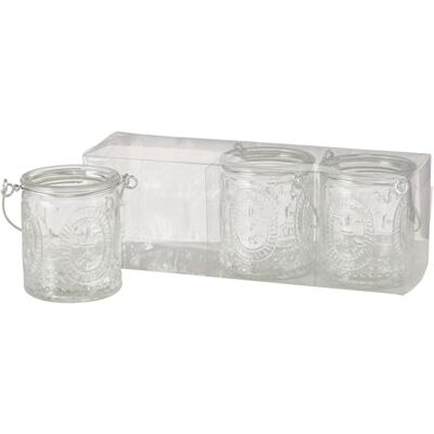 Boltze Country Portavelas (Cristal, 3 Piezas, 7 cm de Altura, diseño Moderno, decoración de Mesa, portavelas de Cristal), Transparente Boltze Country Portavelas (Cristal, 3 Piezas, 7 cm de Altura, diseño Moderno, decoración de Mesa, portavelas de Cristal), Transparente