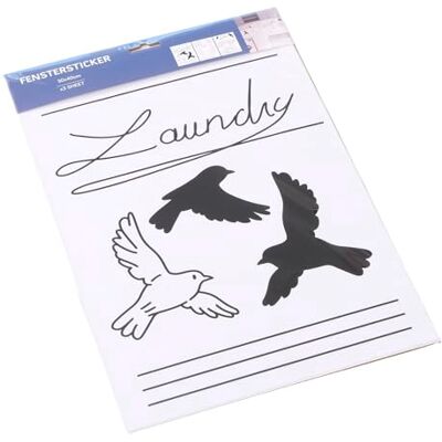 Boltze Washy Adhesivo decorativo para ventana (45 x 30 cm, diseño de pájaro y texto en inglés, 45 x 30 cm), color negro Boltze Washy Adhesivo decorativo para ventana (45 x 30 cm, diseño de pájaro y texto en inglés, 45 x 30 cm), color negro