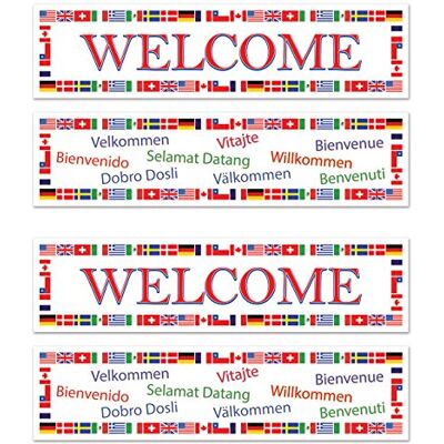 Beistle Banderas de bienvenida, plástico, multicolor Beistle Banderas de bienvenida, plástico, multicolor