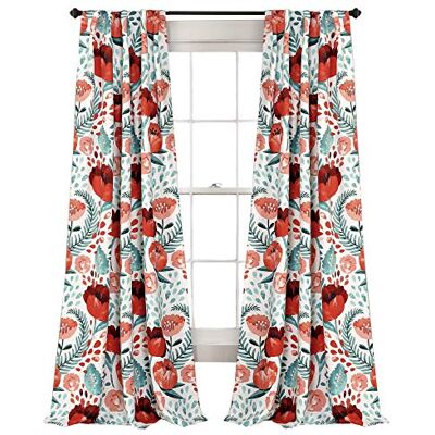Lush Decor Juego de Cortinas de jardín con diseño de Amapolas Que filtran la luz, para Sala de Estar, Comedor, Dormitorio, par de Paneles de 84 Pulgadas de Largo, Multicolor Lush Decor Juego de Cortinas de jardín con diseño de Amapolas Que filtran la luz, para Sala de Estar, Comedor, Dormitorio, par de Paneles de 84 Pulgadas de Largo, Multicolor