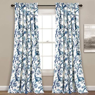 Lush Decor , Blue Curtains Dolores Panel de Ventana para oscurecer para salón, Comedor, Dormitorio (par) (274 x 132 cm) Lush Decor , Blue Curtains Dolores Panel de Ventana para oscurecer para salón, Comedor, Dormitorio (par) (274 x 132 cm)