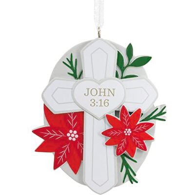 Hallmark Adorno religioso de Navidad con Cruz de Primavera con Flor de Pascua Hallmark Adorno religioso de Navidad con Cruz de Primavera con Flor de Pascua