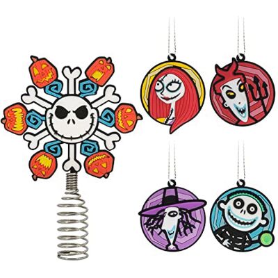 Hallmark Disney Tim Burton's The Nightmare Before Christmas Decoración para árbol de Navidad en Miniatura de 5 Pulgadas y Mini Adornos de 1.7 Pulgadas, Juego de 5, inastillables Hallmark Disney Tim Burton's The Nightmare Before Christmas Decoración para árbol de Navidad en Miniatura de 5 Pulgadas y Mini Adornos de 1.7 Pulgadas, Juego de 5, inastillables