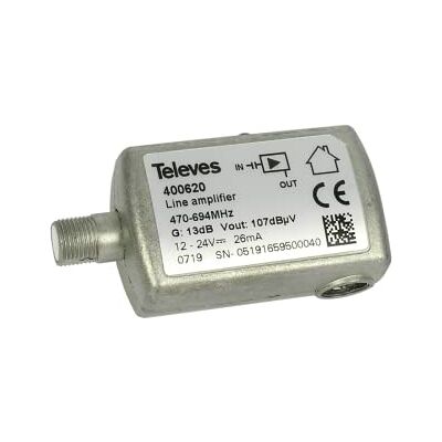 Televes Amplificador de Línea TDT 1Entrada/1Salida 13dB LTE 5G de Televes Amplificador de Línea TDT 1Entrada/1Salida 13dB LTE 5G de