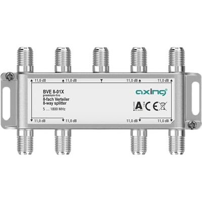 Axing BVE 8-01X Distribuidor de 8 vías, 11 dB, 5-1800 MHz, TV, Datos, Internet Axing BVE 8-01X Distribuidor de 8 vías, 11 dB, 5-1800 MHz, TV, Datos, Internet