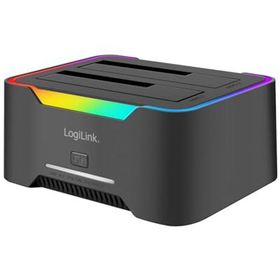 LogiLink Estación de acoplamiento dual de 2 puertos, USB-C 3.2 Gen1, para discos duros de 2,5" y 3,5", SSD/HDD, con clon fuera de línea (sin clonación de discos duros de PC), transferencia de datos de LogiLink Estación de acoplamiento dual de 2 puertos, USB-C 3.2 Gen1, para discos duros de 2,5" y 3,5", SSD/HDD, con clon fuera de línea (sin clonación de discos duros de PC), transferencia de datos de