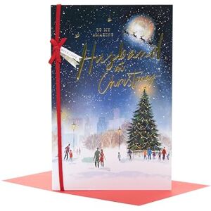 UK Greetings Tarjeta de Navidad para marido, diseño de escena de nieve UK Greetings Tarjeta de Navidad para marido, diseño de escena de nieve