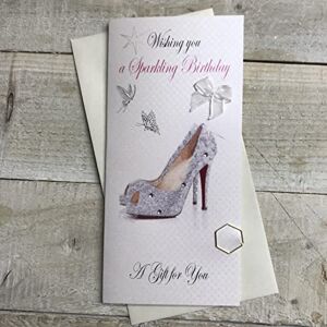 White Cotton Cards -Cartera para Dinero, diseño con Texto en inglés Wishing Birthday A Gift for You, 21 x 10 cm, Color Blanco, , Algodón White Cotton Cards -Cartera para Dinero, diseño con Texto en inglés Wishing Birthday A Gift for You, 21 x 10 cm, Color Blanco, , Algodón