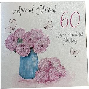 White Cotton Cards Tarjeta de felicitación de 60º cumpleaños (22 x 22 cm), diseño con Texto en inglés Special Friend 60 Have a Wonderful White Cotton Cards Tarjeta de felicitación de 60º cumpleaños (22 x 22 cm), diseño con Texto en inglés Special Friend 60 Have a Wonderful