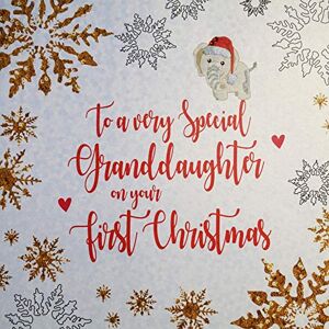 White Cotton Cards Tarjeta de Navidad hecha a mano (tamaño grande), diseño con texto "To a Very Special Granddaughter on your First Christmas White Cotton Cards Tarjeta de Navidad hecha a mano (tamaño grande), diseño con texto "To a Very Special Granddaughter on your First Christmas