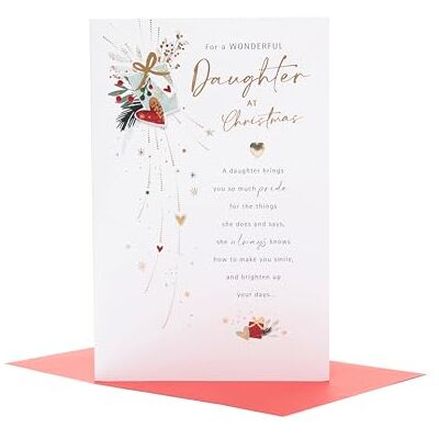 UK Greetings Tarjeta de Navidad para hija, diseño sentimental UK Greetings Tarjeta de Navidad para hija, diseño sentimental
