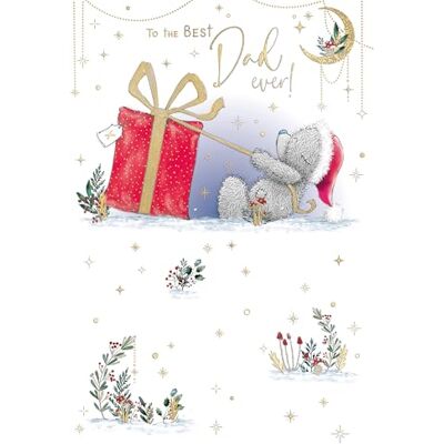 Me To You Tatty Teddy Tarjeta de Navidad con texto en inglés "Best Dad Ever", con regalo envuelto, 15,2 x 22,4 cm, colección oficial Me To You Tatty Teddy Tarjeta de Navidad con texto en inglés "Best Dad Ever", con regalo envuelto, 15,2 x 22,4 cm, colección oficial