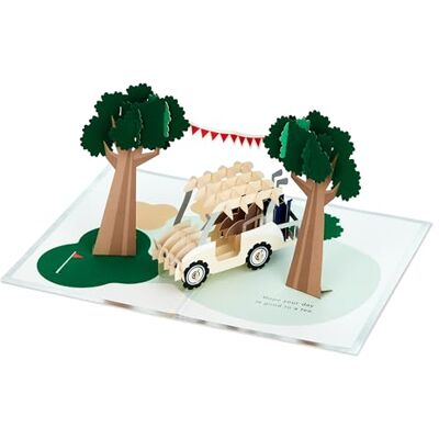 Hallmark Tarjeta del día del padre, diseño 3D y campo de golf emergente, azul, verde Hallmark Tarjeta del día del padre, diseño 3D y campo de golf emergente, azul, verde