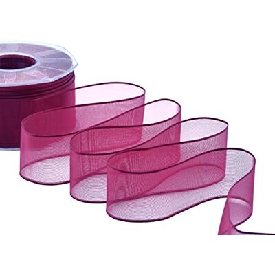 Furlanis Cinta Velo con Bordes, Decoración de Regalo Cajas Flores Boda Navidad, Tela Italiana Borgoña Oscuro, 40 mm x 50 m Furlanis Cinta Velo con Bordes, Decoración de Regalo Cajas Flores Boda Navidad, Tela Italiana Borgoña Oscuro, 40 mm x 50 m