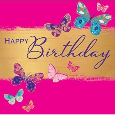 Piccadilly Greetings Tarjeta de cumpleaños moderna de lujo, diseño de mariposas, color rosa, 160 mm Piccadilly Greetings Tarjeta de cumpleaños moderna de lujo, diseño de mariposas, color rosa, 160 mm