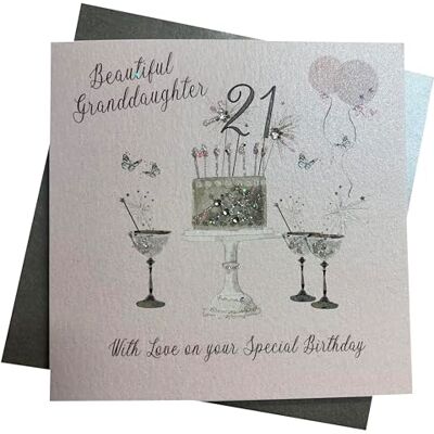 White Cotton Cards Tarjeta de Felicitacion Cumpleaños 21 para Nieta, Tarjetas de Cumpleaños Rosa, Pastel Brillante y Vasos, Hecha a Mano White Cotton Cards Tarjeta de Felicitacion Cumpleaños 21 para Nieta, Tarjetas de Cumpleaños Rosa, Pastel Brillante y Vasos, Hecha a Mano