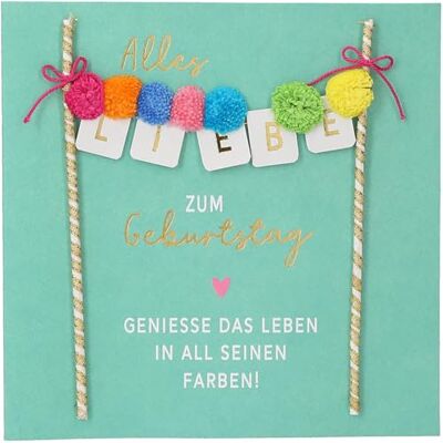 Depesche 13593.24 Tarjeta plegable Paper Love para cumpleaños, con texto a juego y diseños coloridos, sin texto interior, tarjeta plegable con sobre Depesche 13593.24 Tarjeta plegable Paper Love para cumpleaños, con texto a juego y diseños coloridos, sin texto interior, tarjeta plegable con sobre