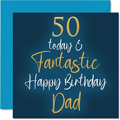 Stuff4 Fantásticas tarjetas de cumpleaños número 50 para papá, 50 Today & Fantastic Tarjeta de feliz cumpleaños para papá de parte de hijo e hija, regalos para padre, tarjetas de felicitación de 145 mm, Stuff4 Fantásticas tarjetas de cumpleaños número 50 para papá, 50 Today & Fantastic Tarjeta de feliz cumpleaños para papá de parte de hijo e hija, regalos para padre, tarjetas de felicitación de 145 mm,