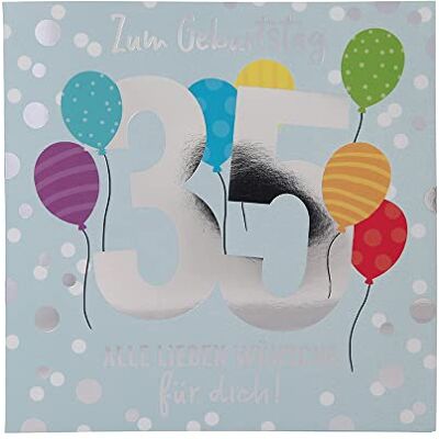 Depesche Tarjeta numérica para cumpleaños número 35 (15,5 x 15,5 cm), diseño con texto en el interior Depesche Tarjeta numérica para cumpleaños número 35 (15,5 x 15,5 cm), diseño con texto en el interior