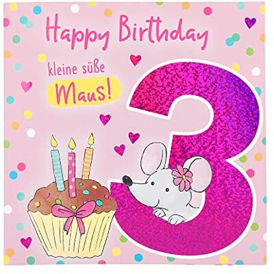 Depesche Tarjeta numérica para cumpleaños tercer (15,5 x 15,5 cm), diseño con texto en el interior Depesche Tarjeta numérica para cumpleaños tercer (15,5 x 15,5 cm), diseño con texto en el interior