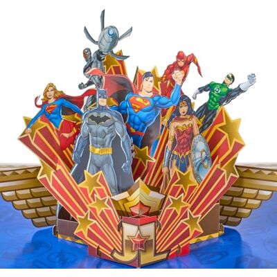 Cardology – Tarjeta de felicitación con Liga de la Justicia – tarjeta desplegable 3D Cardology – Tarjeta de felicitación con Liga de la Justicia – tarjeta desplegable 3D