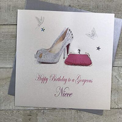 White Cotton Cards -Tarjeta de cumpleaños con Texto en inglés Happy Birthday To A Gorgeous Niece, Blanco, 22cm x 22cm White Cotton Cards -Tarjeta de cumpleaños con Texto en inglés Happy Birthday To A Gorgeous Niece, Blanco, 22cm x 22cm