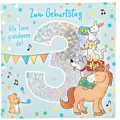 Depesche Tarjeta numérica para cumpleaños tercer (15,5 x 15,5 cm), diseño con texto en el interior Depesche Tarjeta numérica para cumpleaños tercer (15,5 x 15,5 cm), diseño con texto en el interior