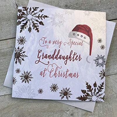 White Cotton Cards Tarjeta de Navidad hecha a mano, diseño de nieta White Cotton Cards Tarjeta de Navidad hecha a mano, diseño de nieta