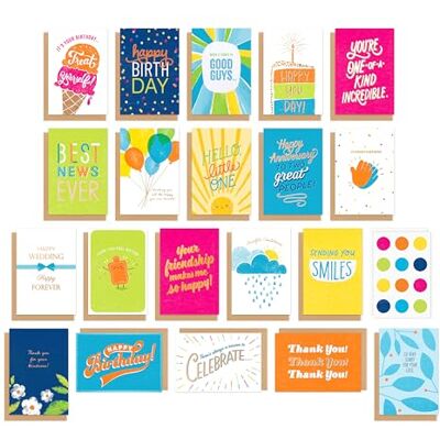 American Greetings 20-Count All Occasions Card Bundle with Envelopes- Birthday, Congrats, Baby, Anniversary, Wedding, Get Well, Support, Friendship, Thank You, and Sympathy American Greetings 20-Count All Occasions Card Bundle with Envelopes- Birthday, Congrats, Baby, Anniversary, Wedding, Get Well, Support, Friendship, Thank You, and Sympathy
